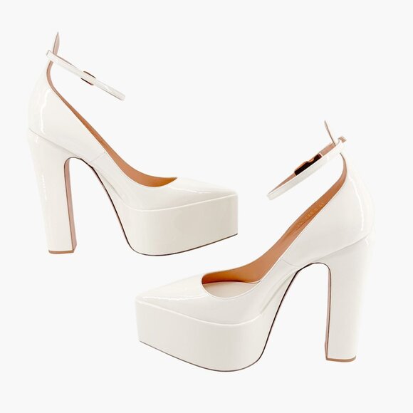 Valentino Garavani Tan-Go Platform Pumps EU 41 US 11 White Pointed High Heel - Picture 9 of 13
